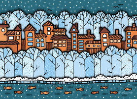 Winter dream postcard, winter postcard, city postcard, winter city postcard