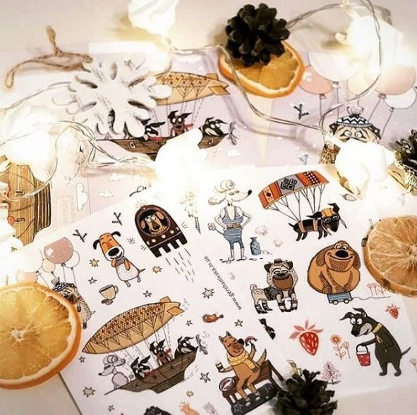 Positive set of dog stickers - Postal Ukraine