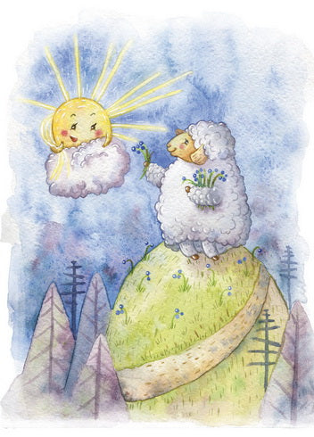 postcard lamb and spring