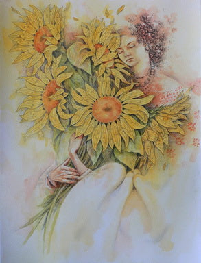 Postcard a bouquet of sunflowers, postcard sunflowers