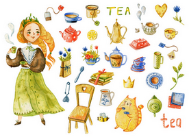 tea stickers, tea party stickers