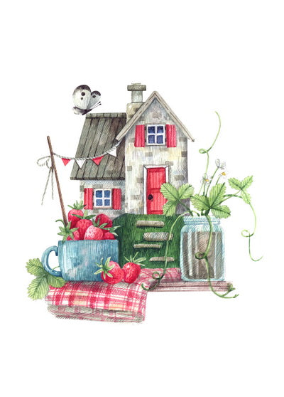 strawberry house postcard, 