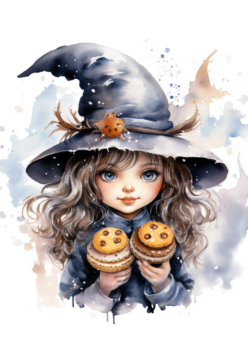 Set of 14 cards and two sheets of stickers "Winter Witches"