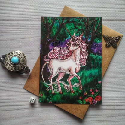 "Unicorn in the forest" Postcard