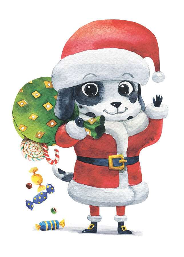 santa claus postcard dog, santa claus postcard 