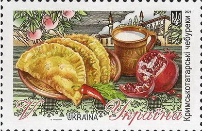 Postage stamp sheet Crimean Tatar chebureks 2021