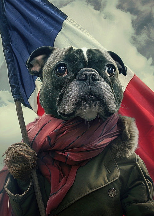 French Bulldog Flag of France postcard