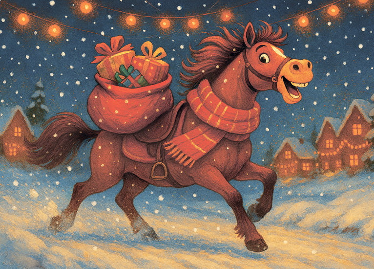 New Years gallop postcard