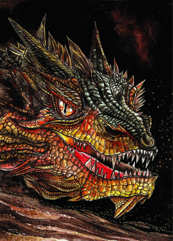 dragon postcard, the hobbit postcard, smaug postcard, dragon smaug card