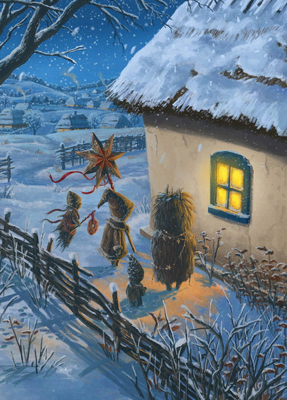 Set of 14 Christmas postcards by Roman Dubina