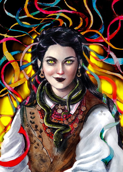 Postcard Ukrainian witch