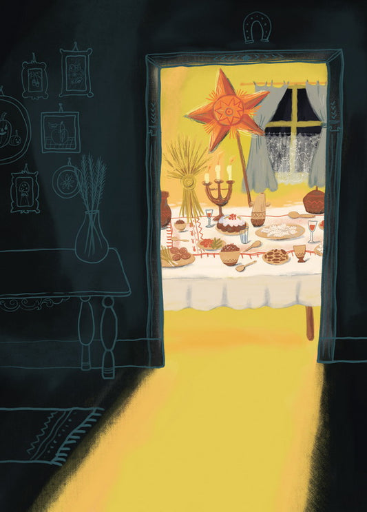 bright Christmas Ukrainian postcard