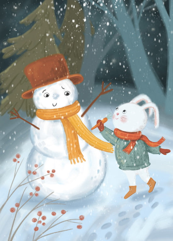 bunny winter Ukrainian postcard