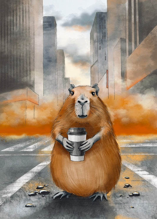capybara morning coffee card