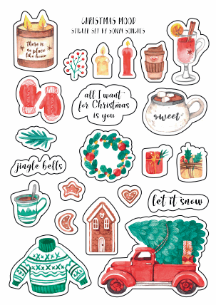 christmas stickers for cards, merry christmas stickers, 
