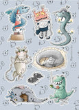 Gift set of cards "Year of the Dragon" (12 pcs) + sheet of stickers for them
