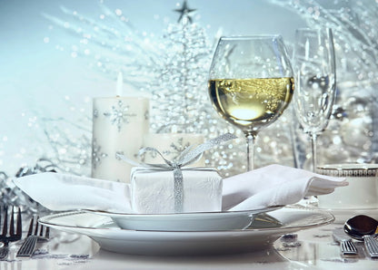 glasses on the New Years table postcard