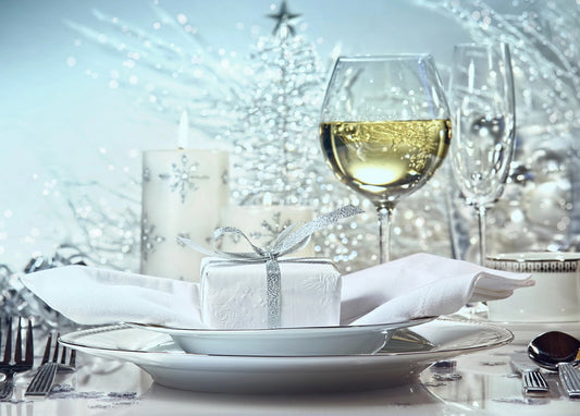 glasses on the New Years table postcard