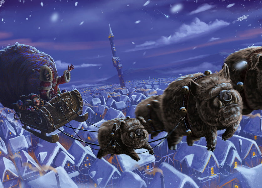 Set of 14 Christmas postcards by Roman Dubina