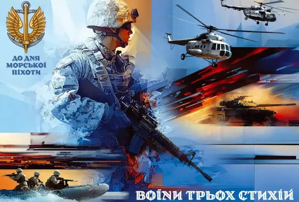 Postal Set: “In Honor of Marine Corps Day: Warriors of the Three Elements” - Postal Ukraine