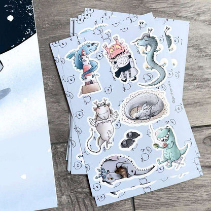 Gift set of cards "Year of the Dragon" (12 pcs) + sheet of stickers for them