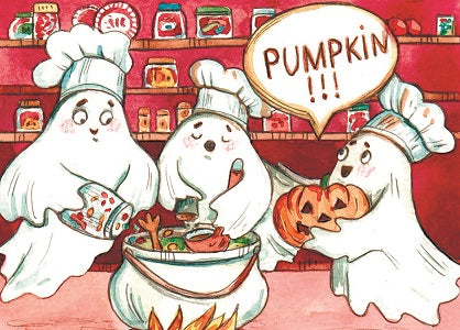 funny postcard with ghosts