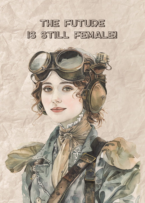 retro fem postcard