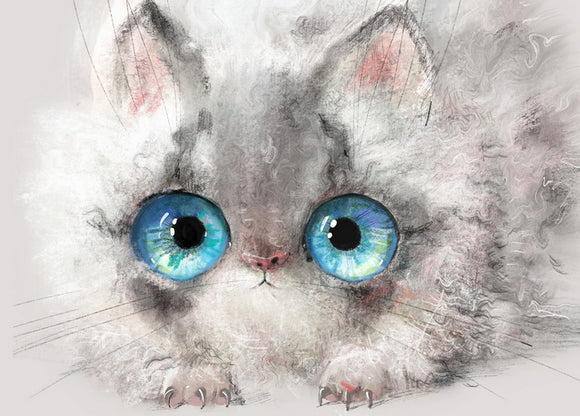 Blue-eyed Sweet fluffy Kitten postcard
