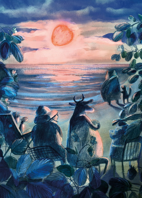 Postcard Strawberry Full Moon