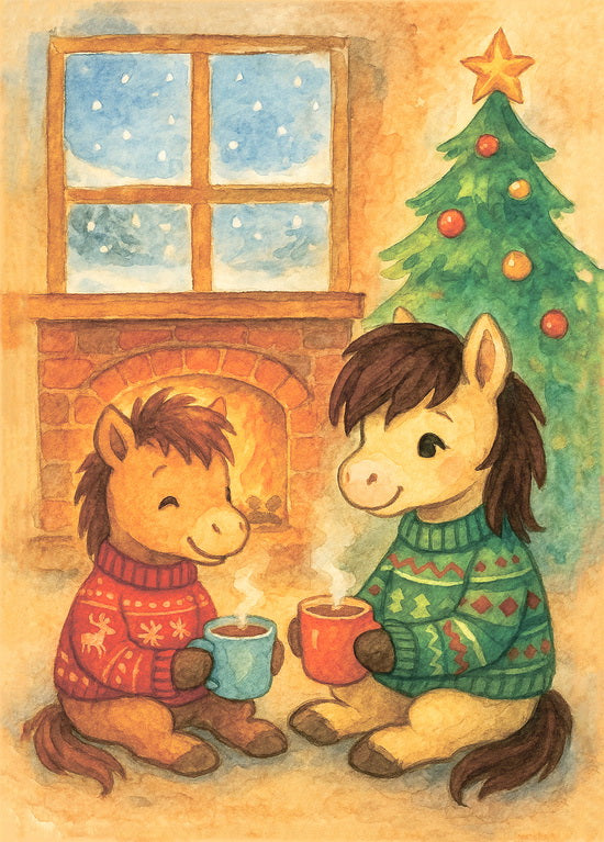 Postcard Winter Ponies