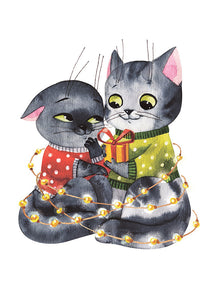 Christmas kittens postcard