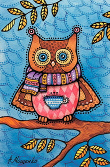 owl postcard, Autumn owl postcard, owl postcard for sale