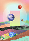 Planet postcard, space postcard, cosmonaut postcard, space postcard, International Cosmonautics Day postcard