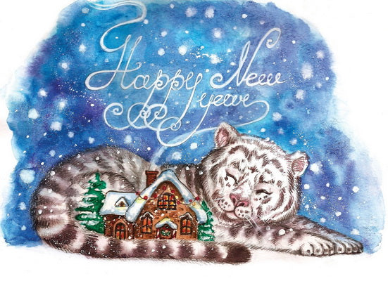 tiger postcard, new year postcard