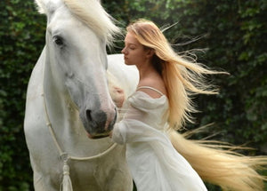 Girl and White Horse postcard, White Horse postcard, White Horse card