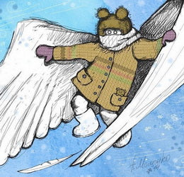 angel postcard, angel card, Winter angel postcard