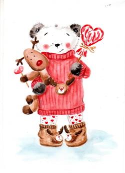 charming teddy bear valentine card, bear valentine card, valentine card