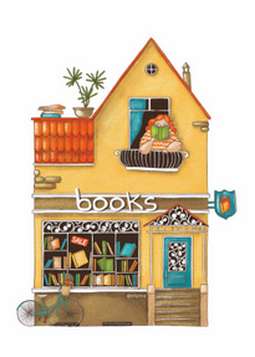 bookstore postcard, bookshop postcard, 