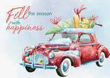 Set of 7 cards "Christmas cars"