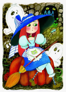 Cinderella postcard, Witch postcard, pumpkin postcard