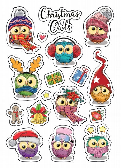 Colorful Owls Shape Stickers 