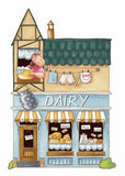 Dairy shop postcard, stores postcard