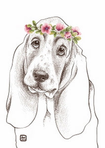 Basset Hound postcard, dog postcard