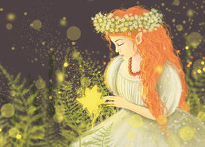 fern postcard, forest postcard, postcard fern, Ivana Kupala postcard