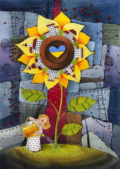 flower of hope ukraine postcard
