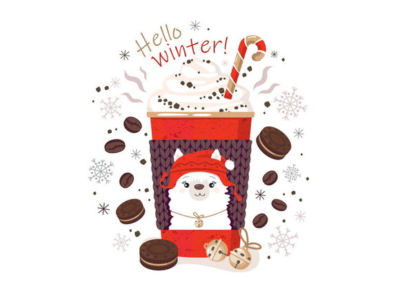 hello winter card, lama card