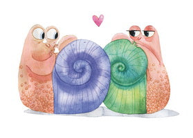 all in love postcard,  in love postcard, Love postcard, snails in love postcard, Love Snails Postcards