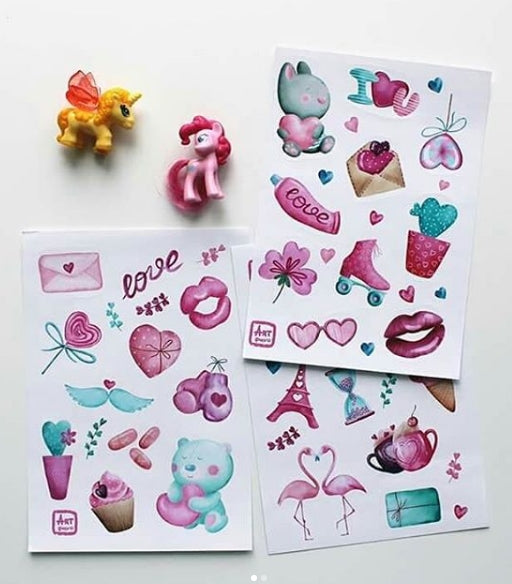 Set of romantic stickers