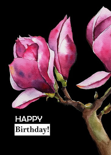 magnolia postcard, pink magnolia postcard, Pink magnolia greeting card