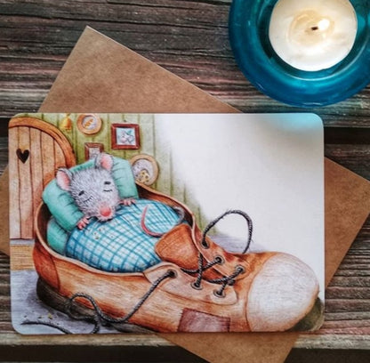 Postcard "Mouse in a boot"